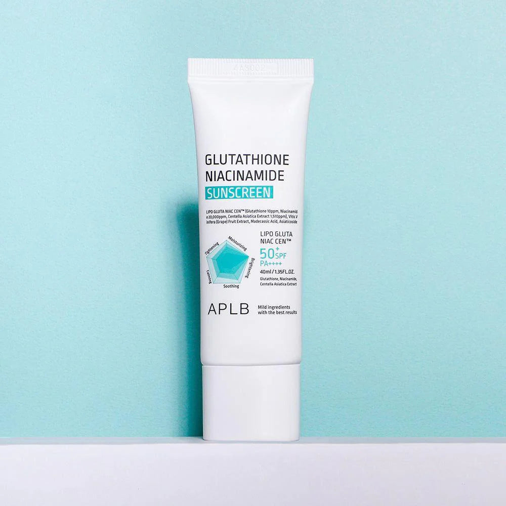 APLB Glutathione Niacinamide Sunscreen 40mL Brightening Hydrating Sunscreen – Vely Beauty Shop APLB Glutathione Niacinamide Sunscreen 40mL Brightening Hydrating Sunscreen – Vely Beauty Shop