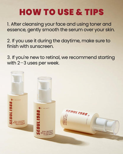 KSECRET SEOUL 1988 Serum : Retinal Liposome 2% + Black Ginseng  30mL