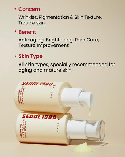KSECRET SEOUL 1988 Serum : Retinal Liposome 2% + Black Ginseng  30mL