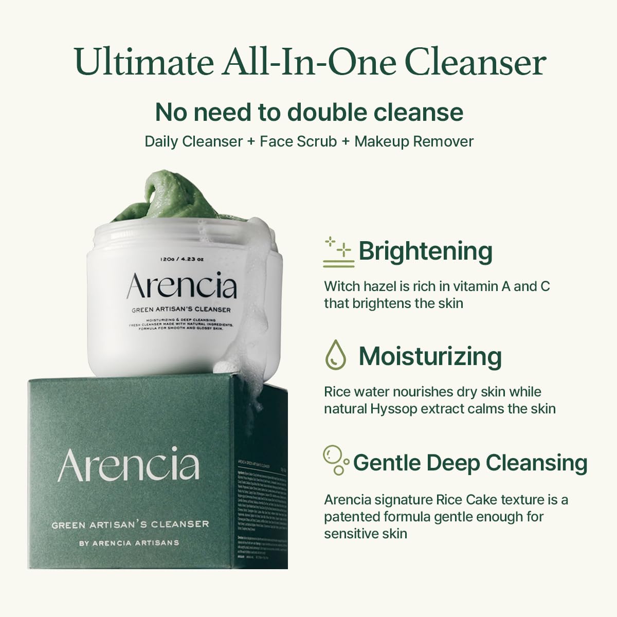 Arencia Fresh Green Rice Mochi Cleanser 120g