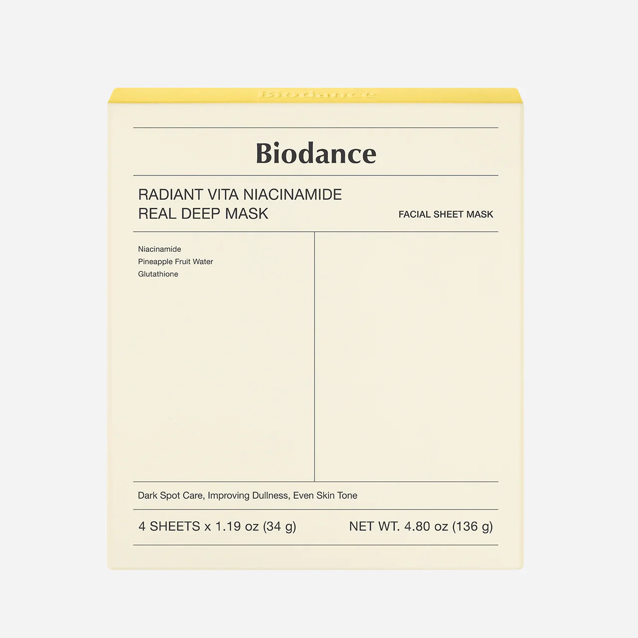 Biodance Radiant Vita Niacinamide Real Deep Mask 4pc