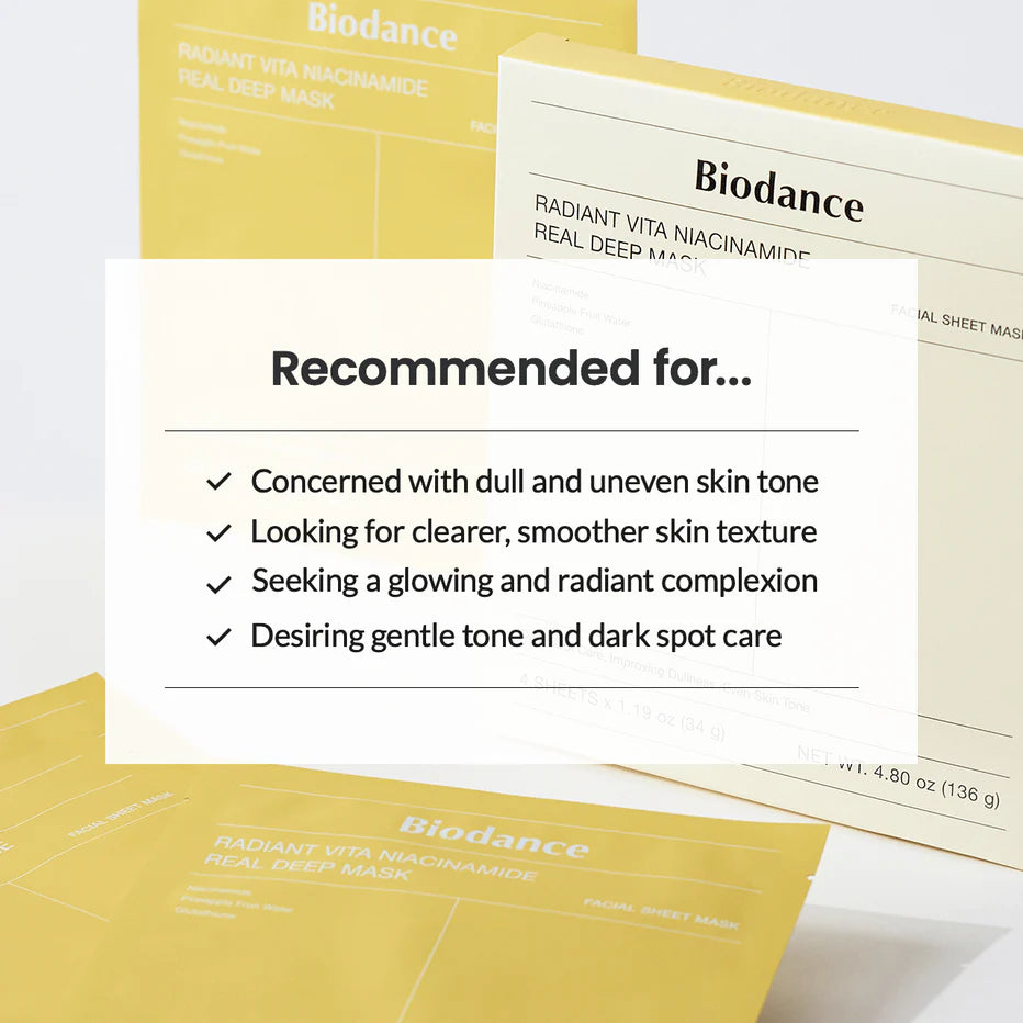 Biodance Radiant Vita Niacinamide Real Deep Mask 4pc