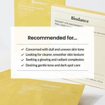 Biodance Radiant Vita Niacinamide Real Deep Mask 4pc