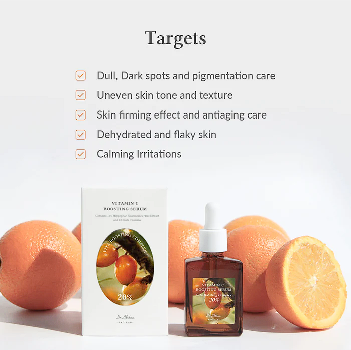 targets dull, dark spots and pigmentation, uenven skin tone and texture, skin firming effect, antiageing care, dehydrated and flaky skin and clams irritation