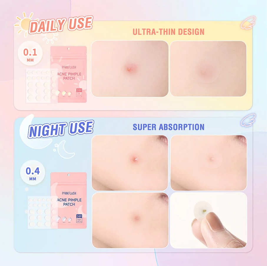 PinkFlash Tea Trea Acne Pimple Patch - Day & Night 24pcs