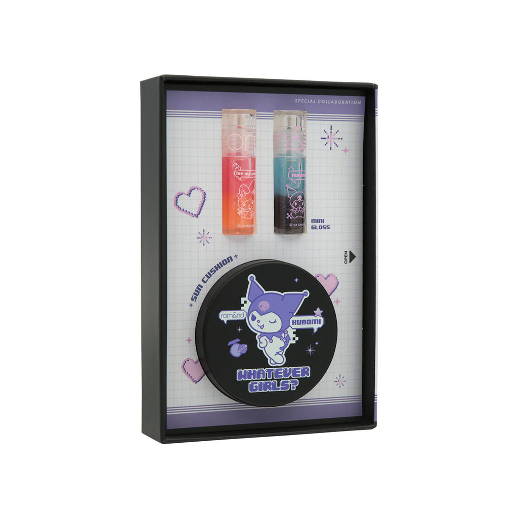 romand Whatever Girls Edition Special Set: Tone Up Sun Cushion, 2x Mini Water Gloss